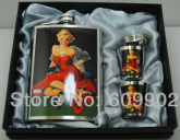 GARRAFA AÇO MULHER - 236ML + FUNIL + 2 COPOS